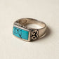 Vintage Sterling Silver Rectangular Turquoise Ring – Size 11.5