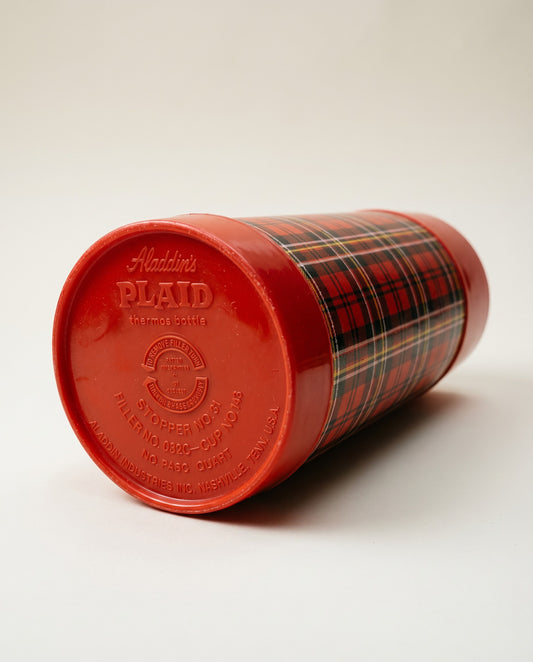 Vintage Aladdin Plaid Thermos Bottle – Red Tartan Picnic Thermos (Quart Size)