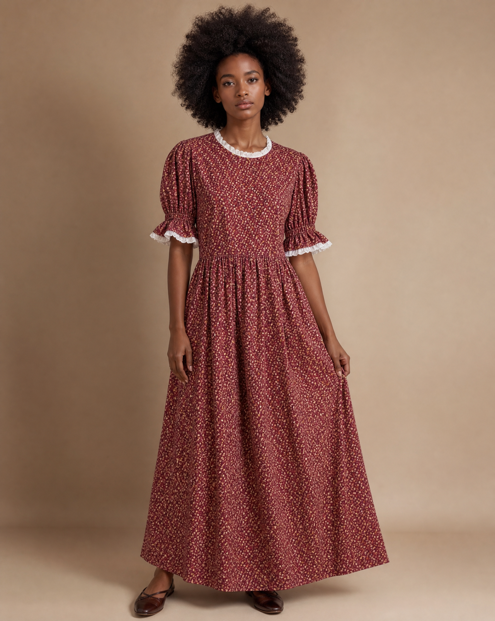 Vintage Prairie Floral Maxi Dress – Size S/M