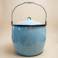 Vintage Light Blue Enamelware Lidded Pot with Bail Handle