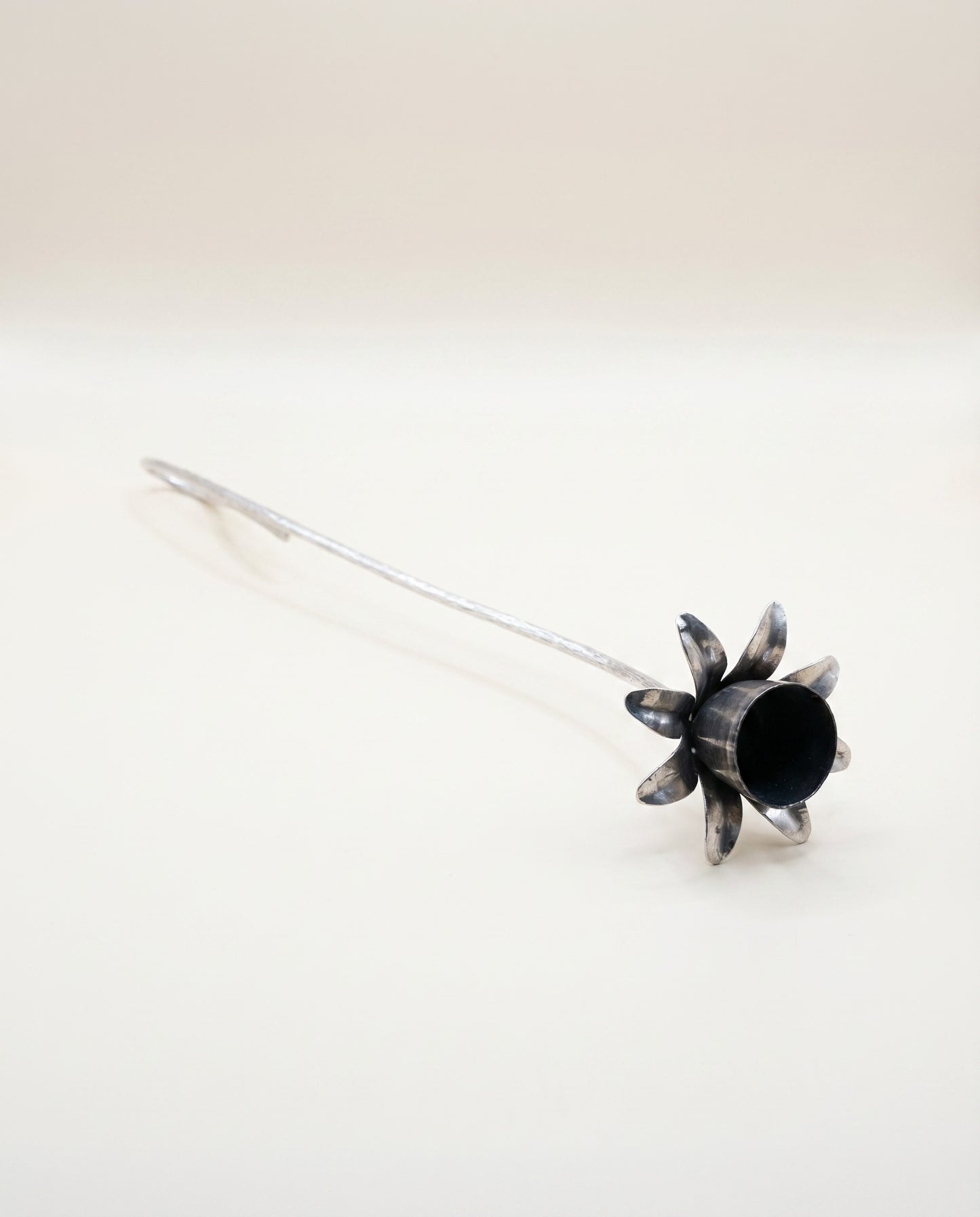 Vintage Metal Candle Snuffer with Floral Bell