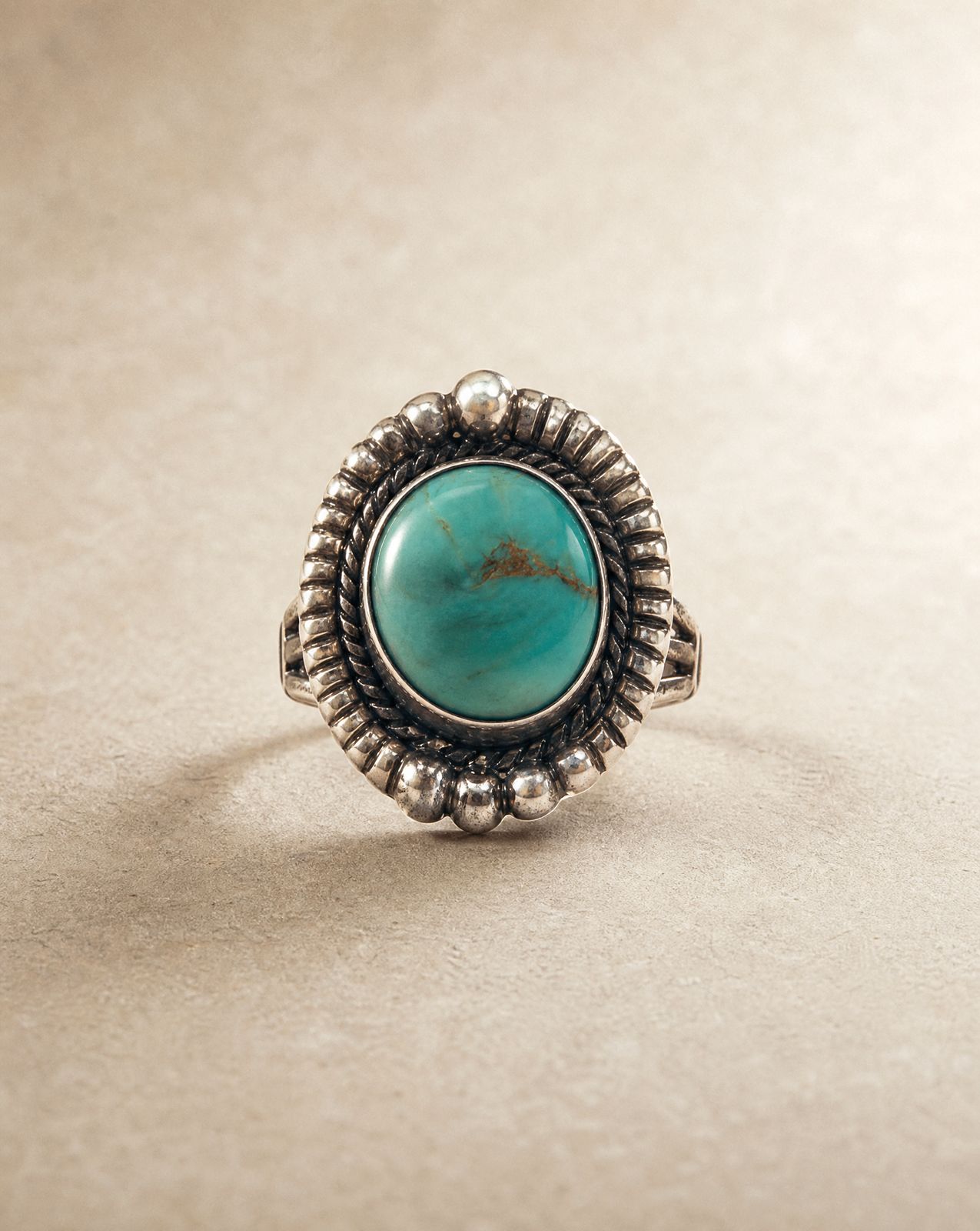 Vintage Sterling Silver Turquoise Statement Ring – Size 4