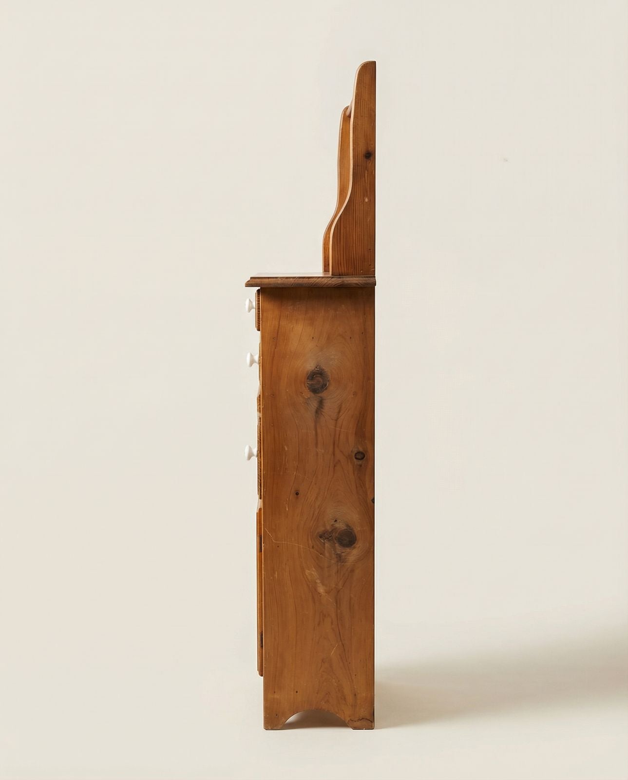 Vintage Pine Wall Cabinet with Hand-Painted Folk Art Detail