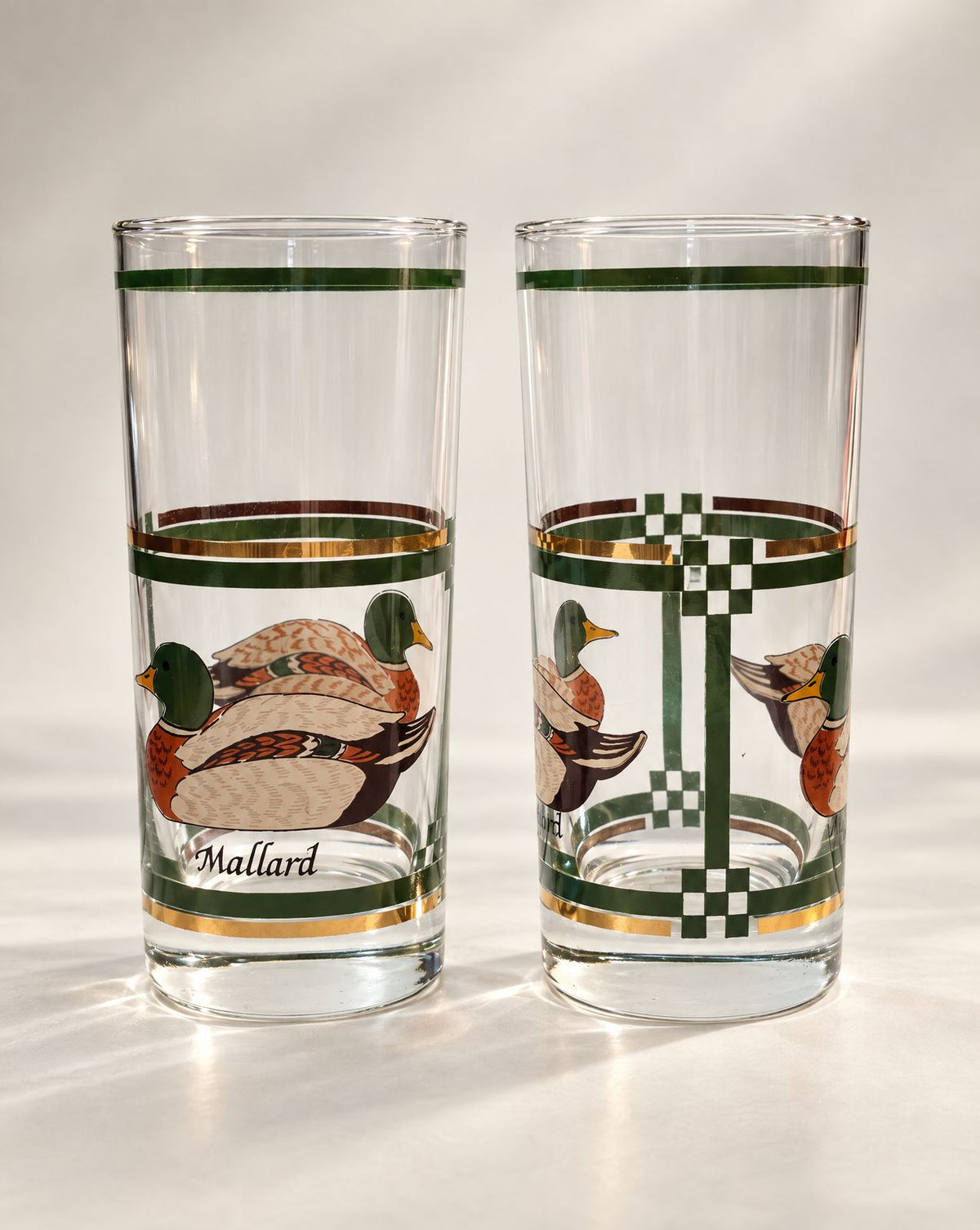 Pair of Vintage Libbey Mallard Duck Highball Glasses