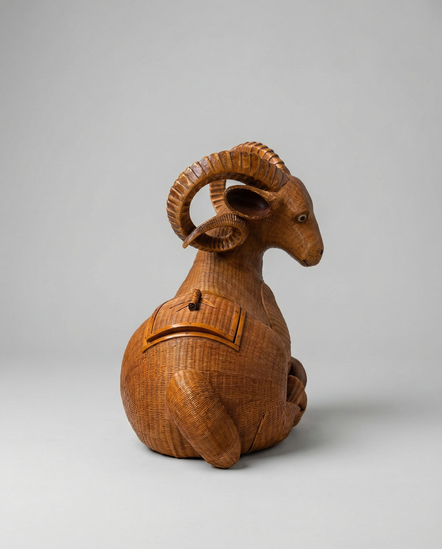 Vintage Wicker Ram Storage Box