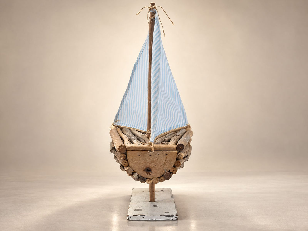 Driftwood Sailboat Decorative Sculpture