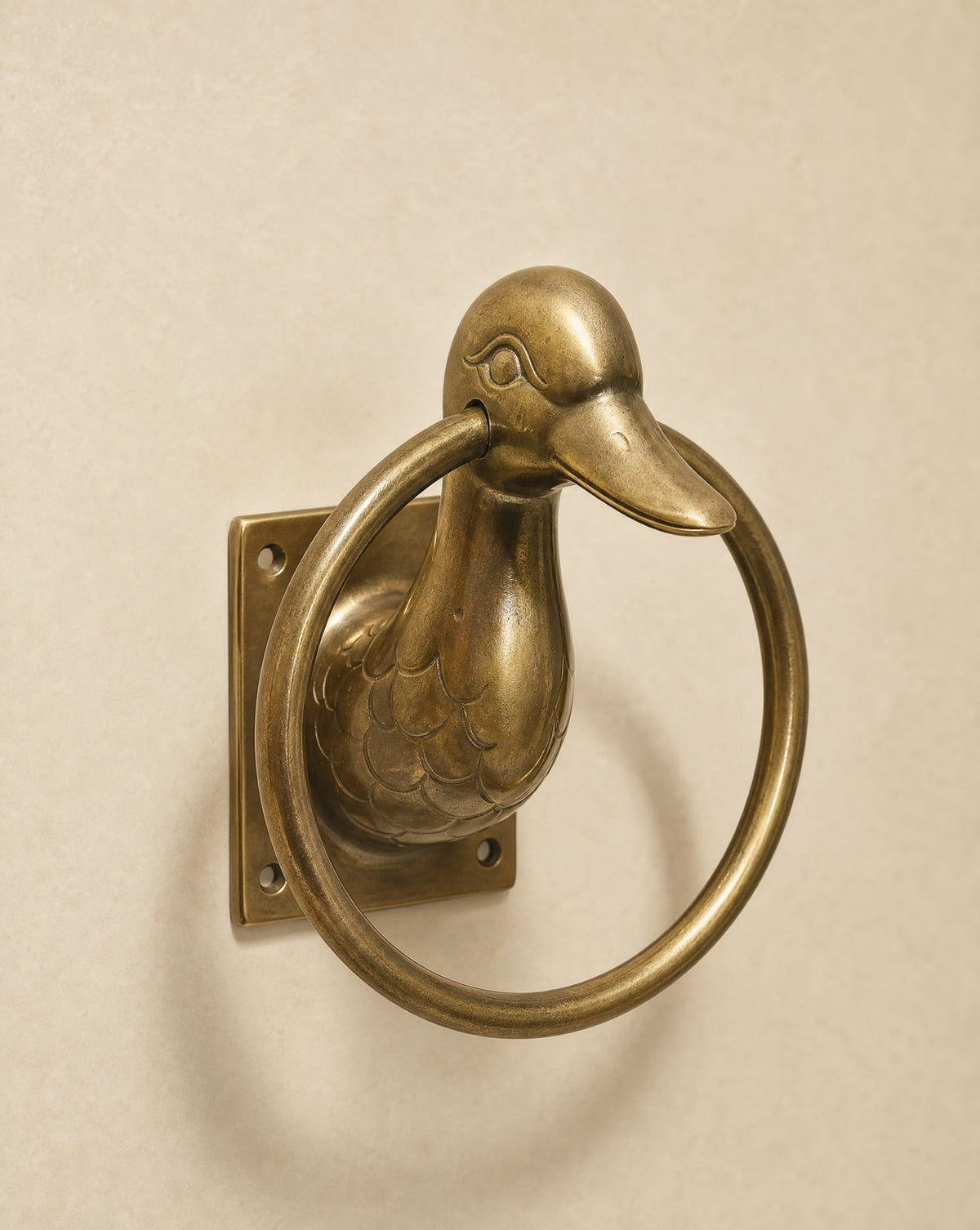 Vintage Brass Duck Towel Ring