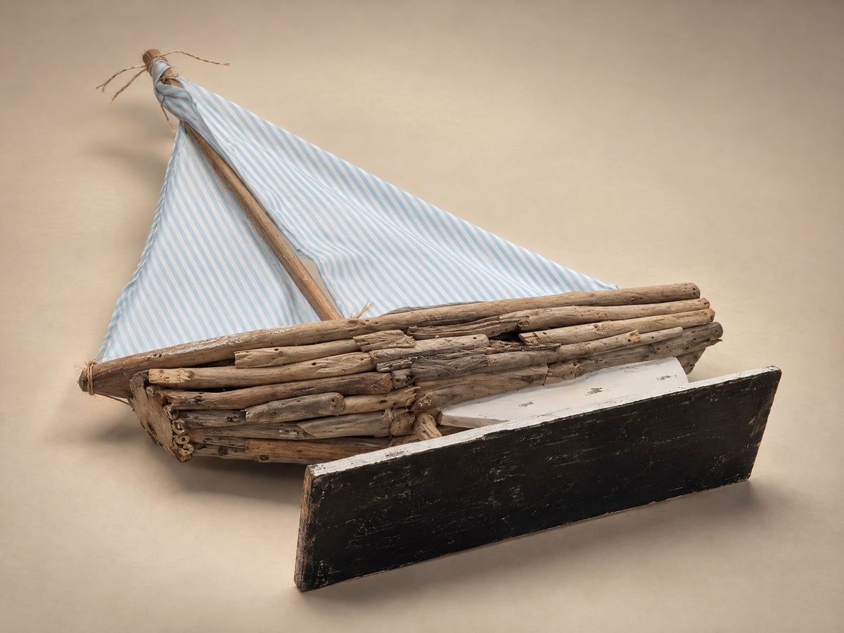 Driftwood Sailboat Decorative Sculpture