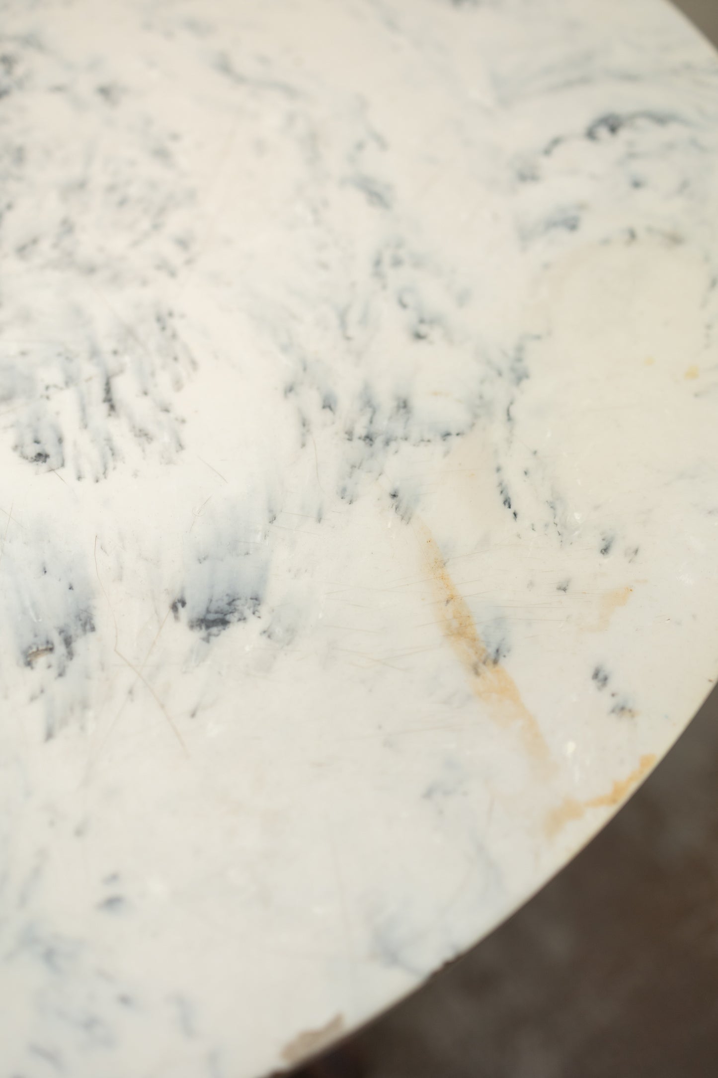 Vintage Marble-Top Pedestal Table — 32" Round