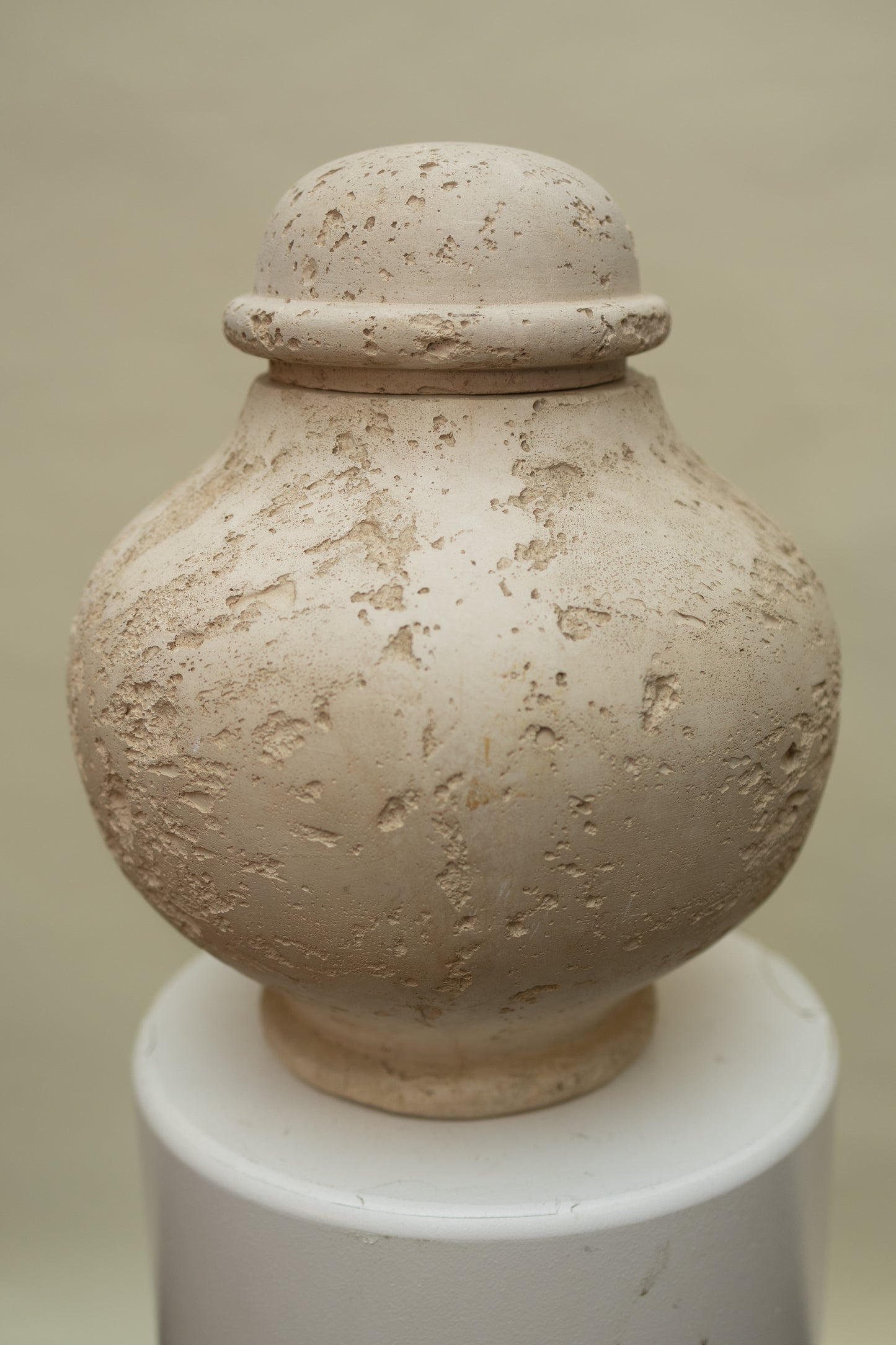 Travertine Lidded Jar