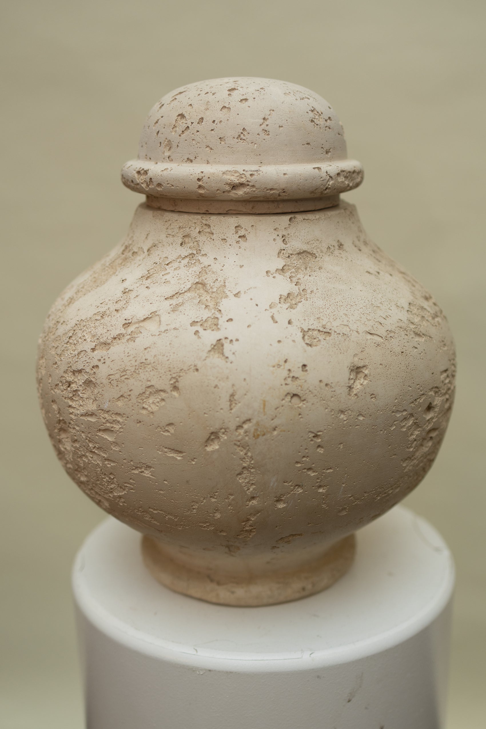 Travertine Lidded Jar