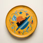 Vintage Folk Art Yellow Tin Container with Lid