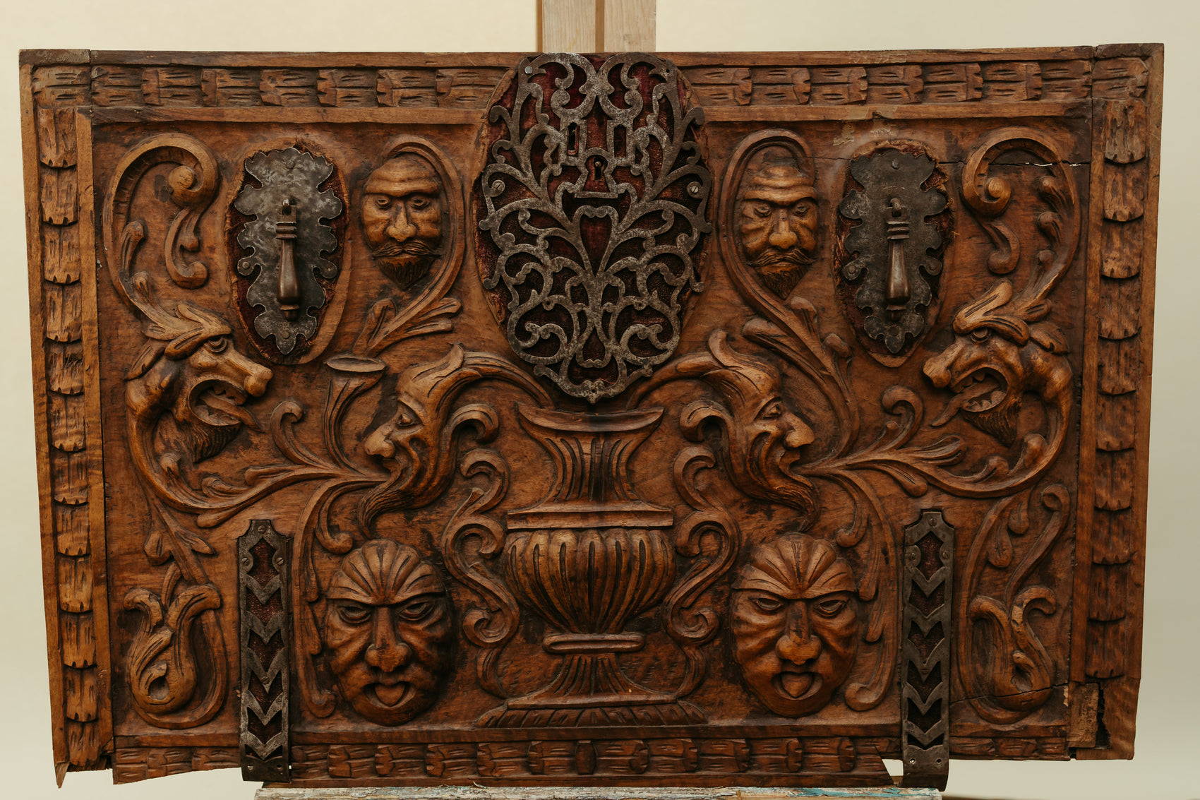 Antique Hand-Carved Mythical Panel