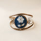 Vintage Mexican Alpaca Silver Cuff Bracelet with Lapis & Mother-of-Pearl Floral Inlay