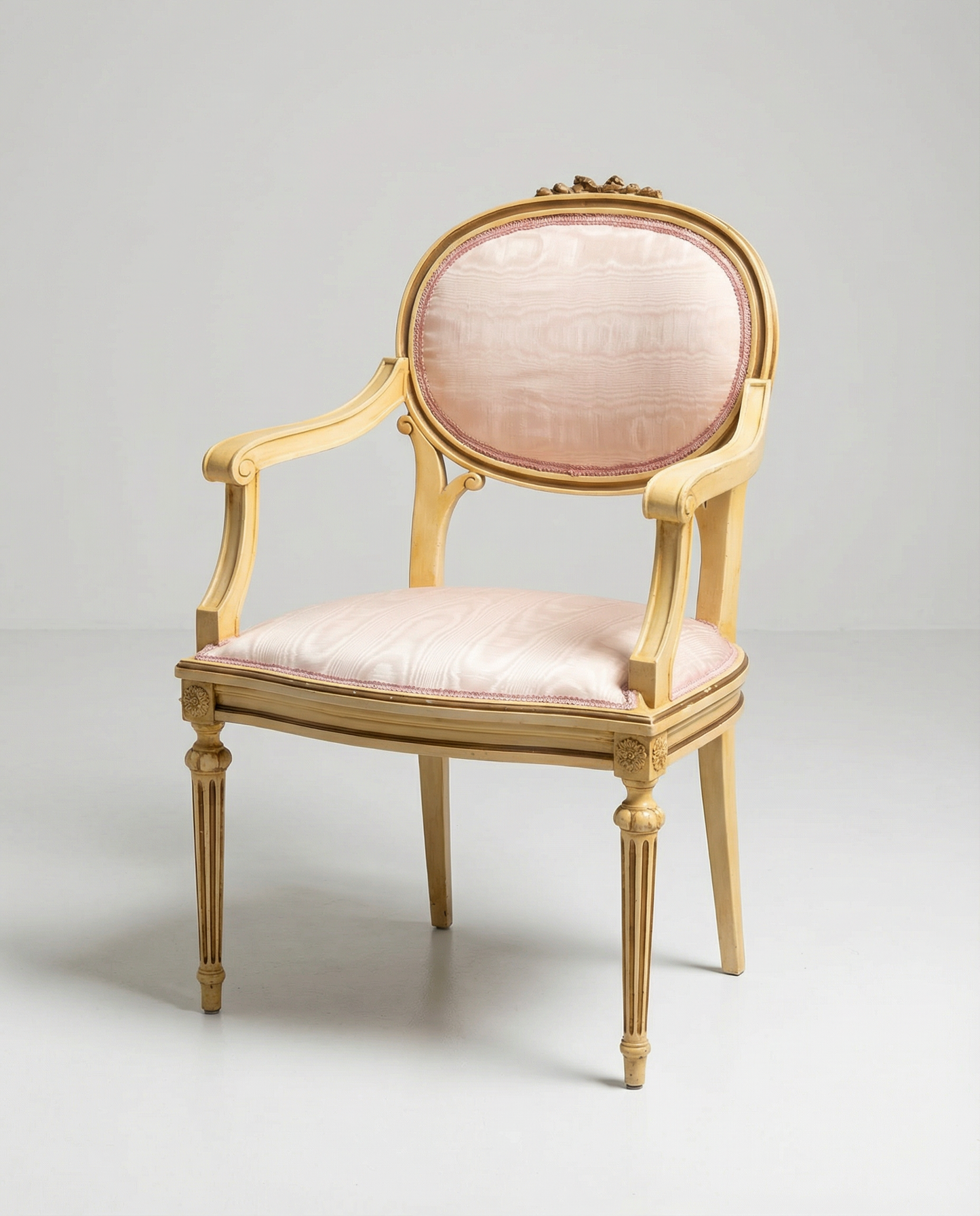 Vintage French Provincial Upholstered Armchair, c. 1940s–1950s