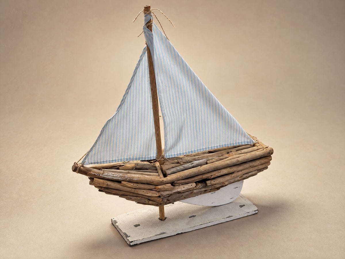 Driftwood Sailboat Decorative Sculpture