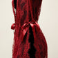 Vintage Red Lace Sheer Robe / Duster with Ribbon Tie