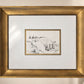 Vintage 1991 G. Smith Cattle Charcoal-Style Artwork in Gold Frame – 24.5" W × 20.5" H
