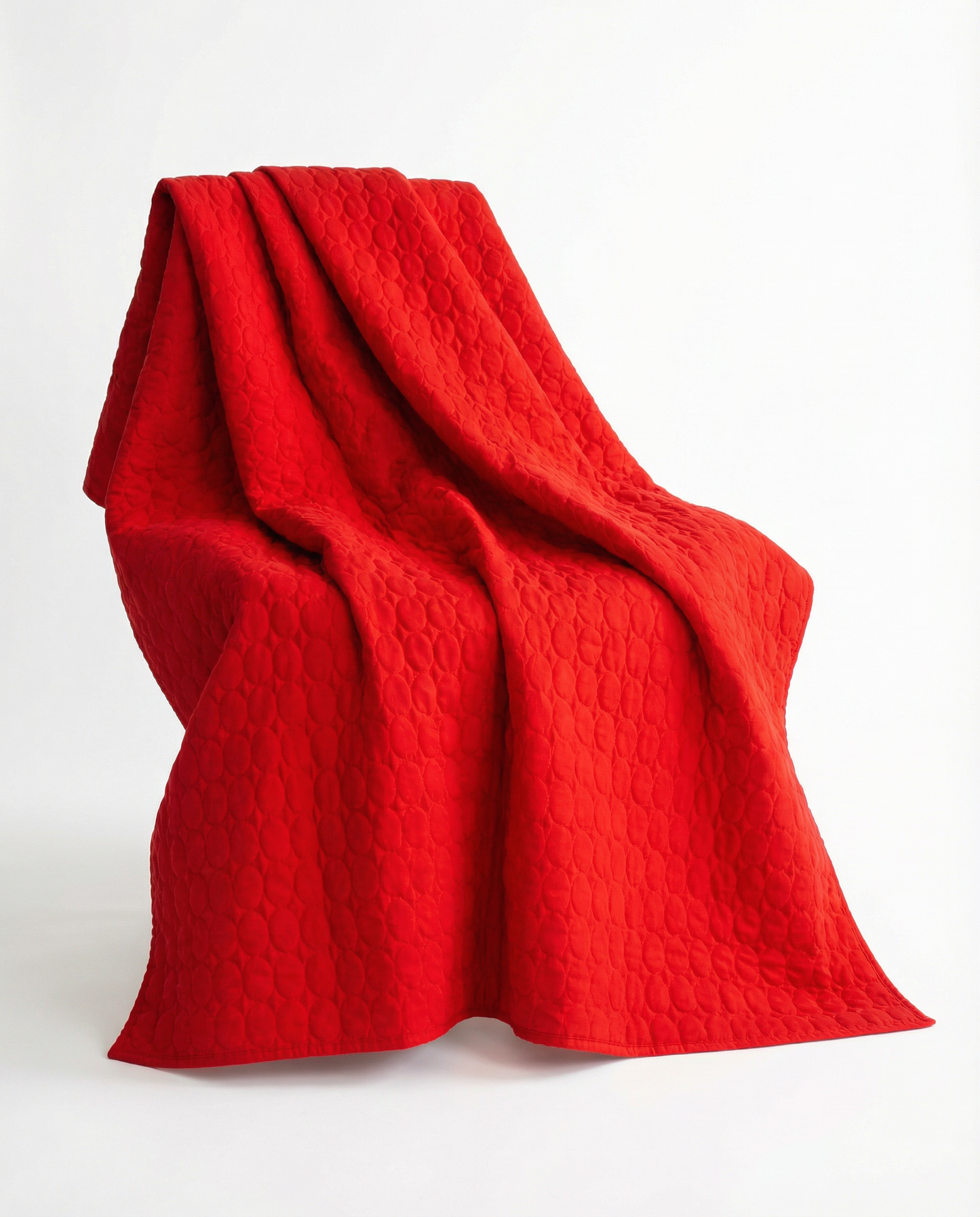 Vintage Red Quilted Coverlet 66" x 87"