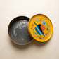 Vintage Folk Art Yellow Tin Container with Lid
