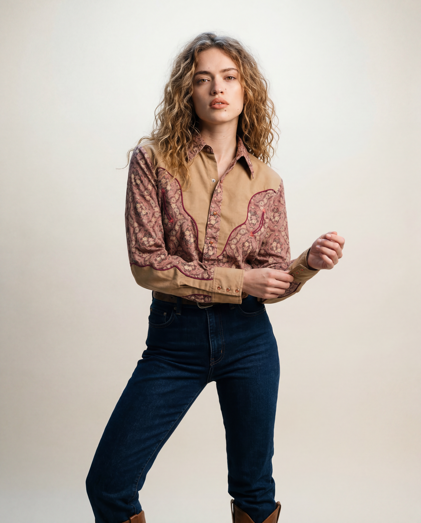 Vintage Paisley Western Button-Up Shirt - M
