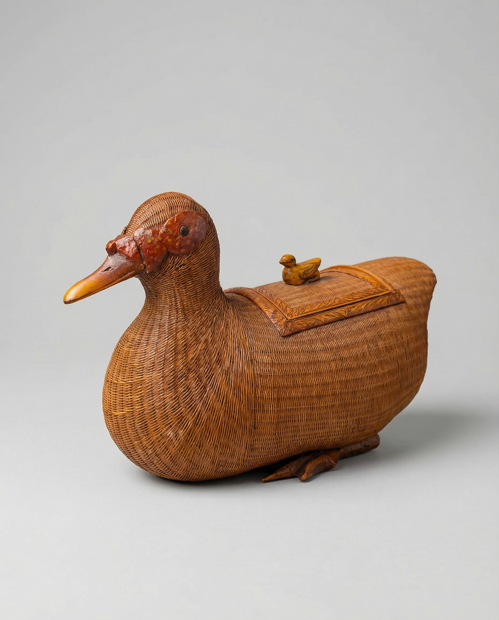 Vintage Woven Wicker Duck Storage Box