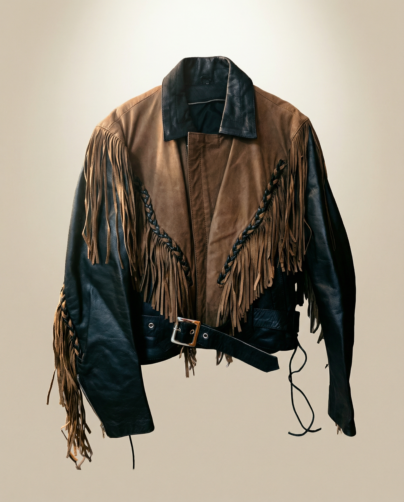 Vintage Fringe Leather Jacket – Size Medium