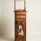 Vintage Pine Wall Cabinet with Hand-Painted Folk Art Detail