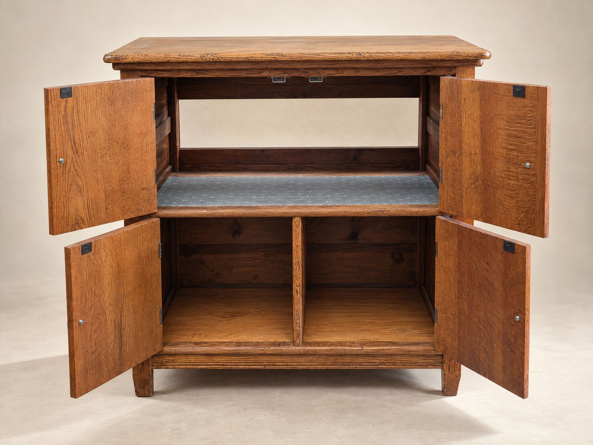 Antique Oak Four-Door Utility Cabinet