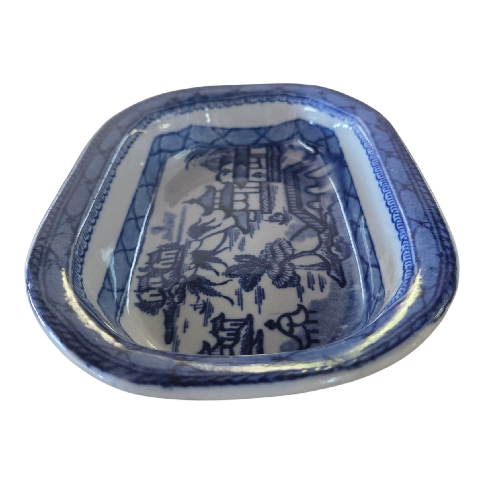 Antique 19Th Flow Blue Ashworth Bros. Nankin Pattern Dish C1860-90
