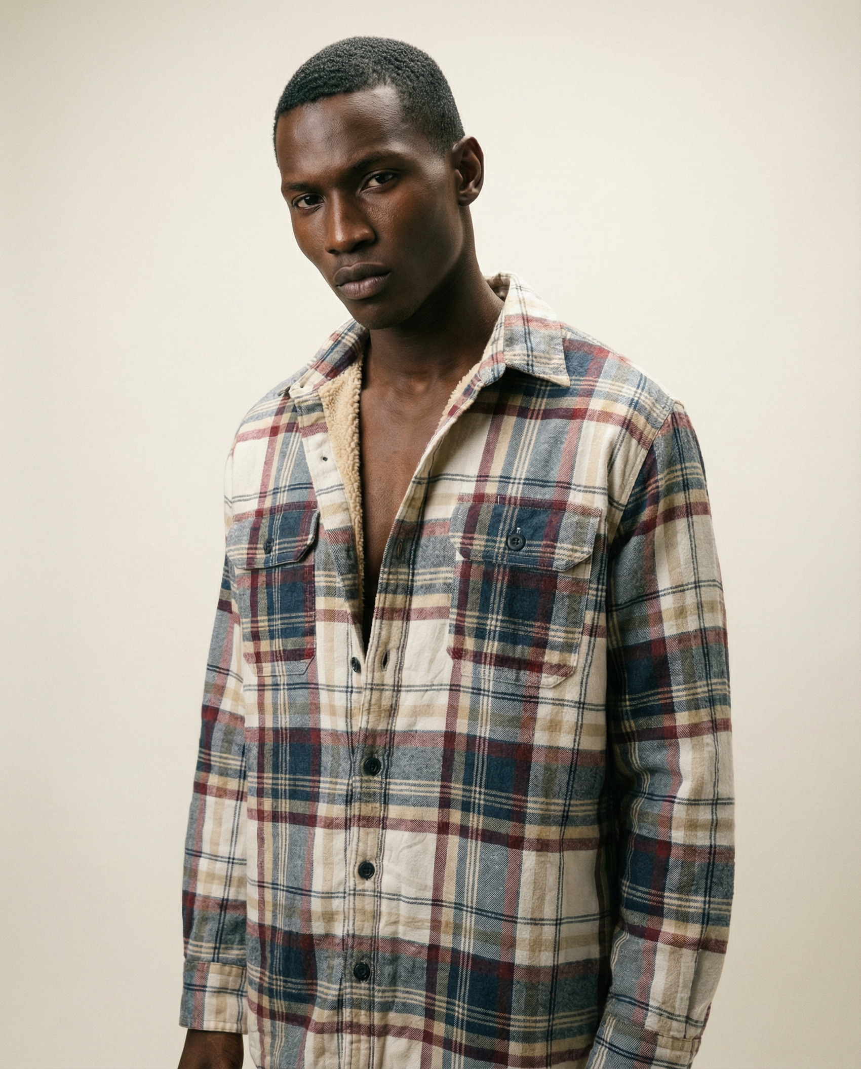 Vintage Wrangler Plaid Flannel Shirt — Sherpa-Lined