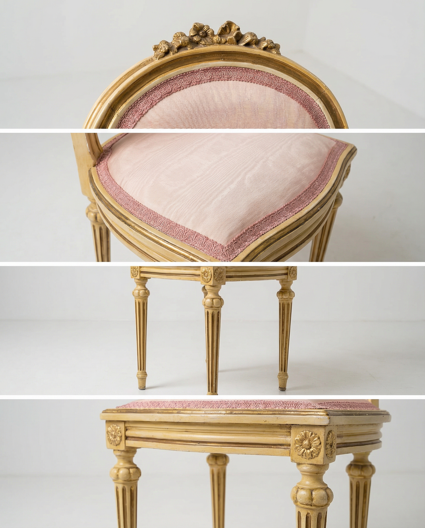 Vintage French Provincial Upholstered Vanity Chair, c. 1940s–1950s