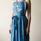 Vintage Blue Calico Apron Dress with Quilted Goose Bodice