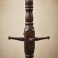 Vintage Oak Hall Tree Coat Rack with Porcelain Hooks