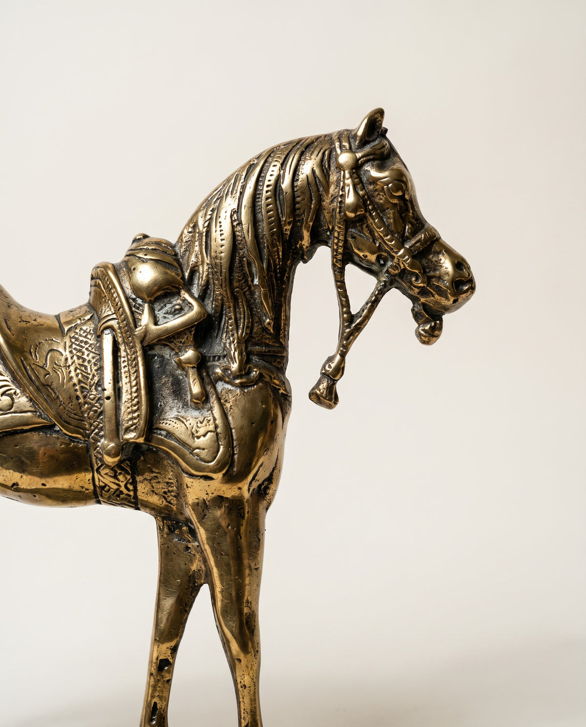 Vintage Brass Saddled Horse Figurine