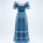 Vintage Prairie Gingham Lace Trim Maxi Dress