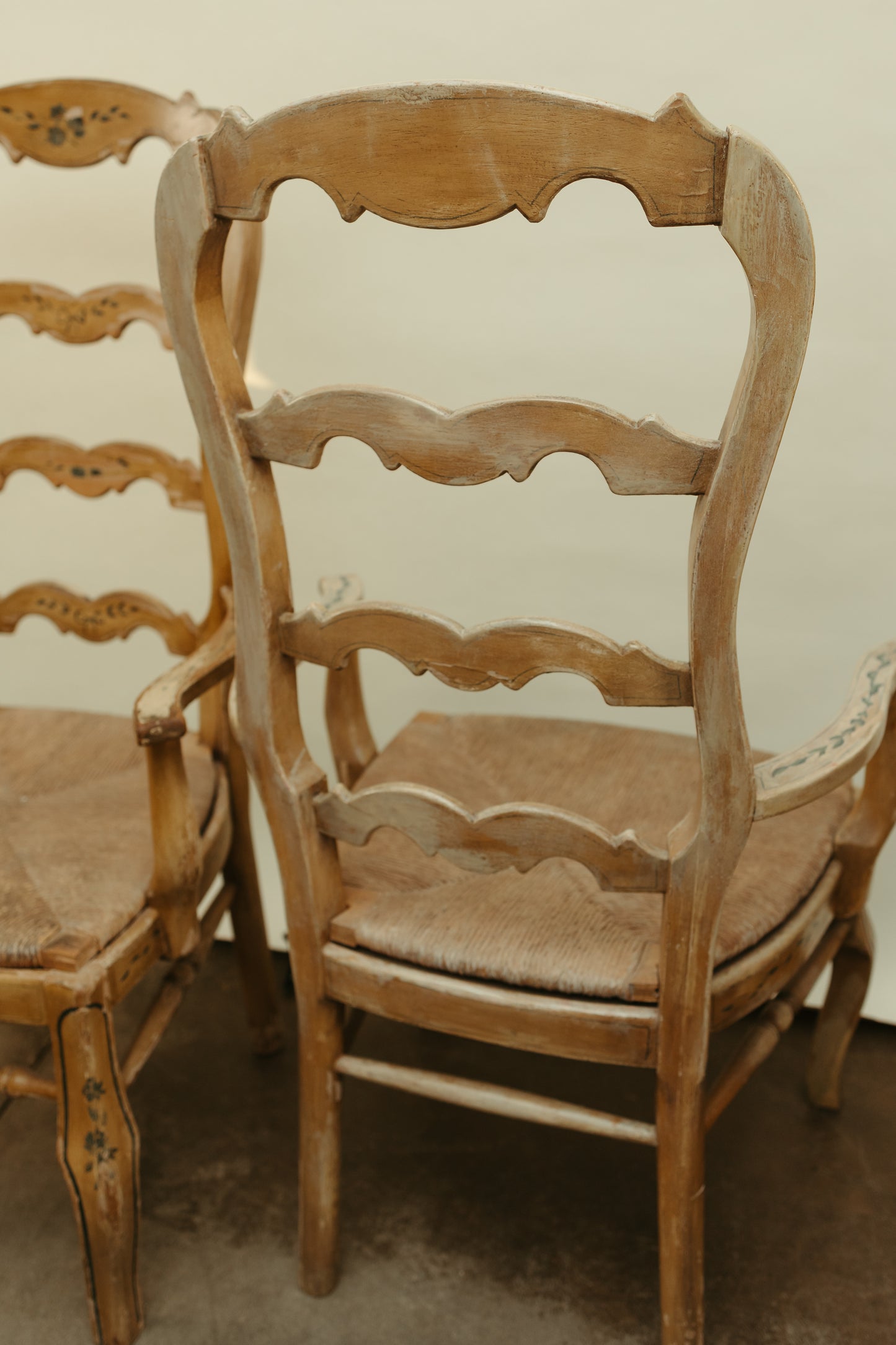 Set of 2 Painted Ladderback Armchairs