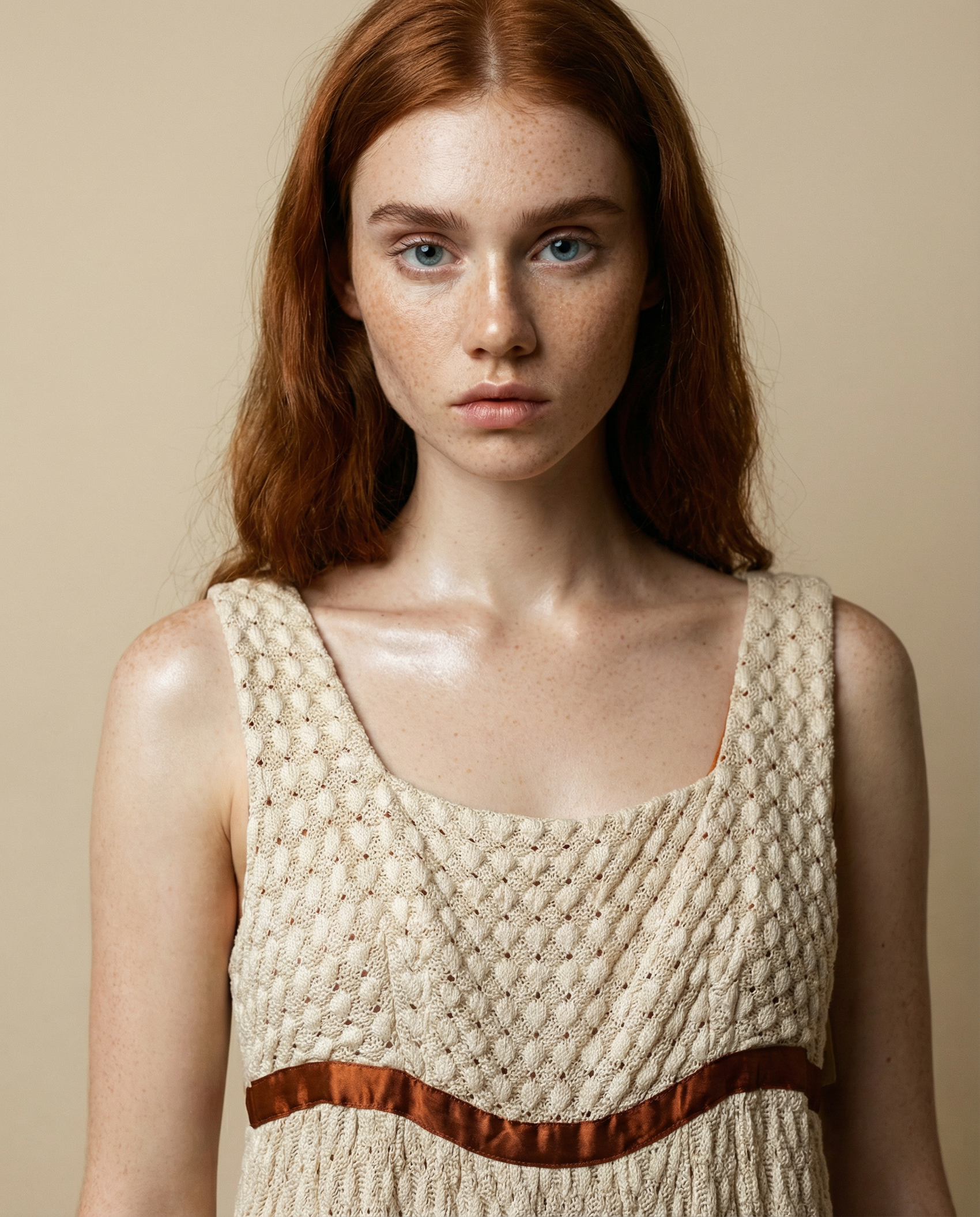 Vintage Lace Knit Maxi Dress with Satin Trim – Size Small