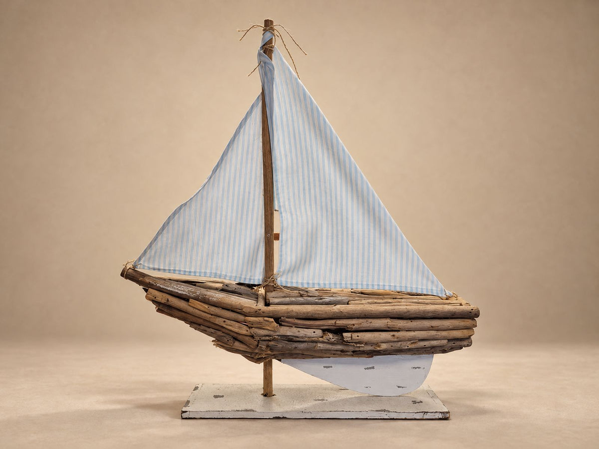 Driftwood Sailboat Decorative Sculpture