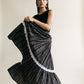 Handmade Black Floral Prairie Skirt with Lace Trim - Small
