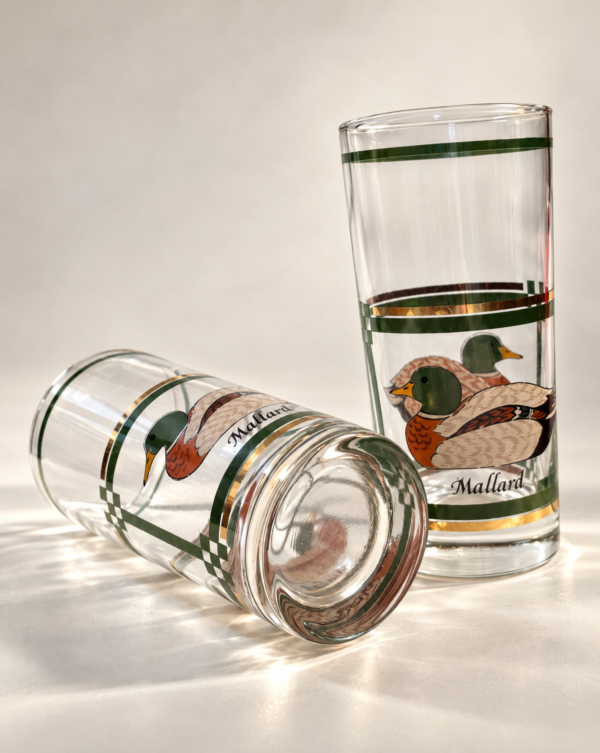 Pair of Vintage Libbey Mallard Duck Highball Glasses