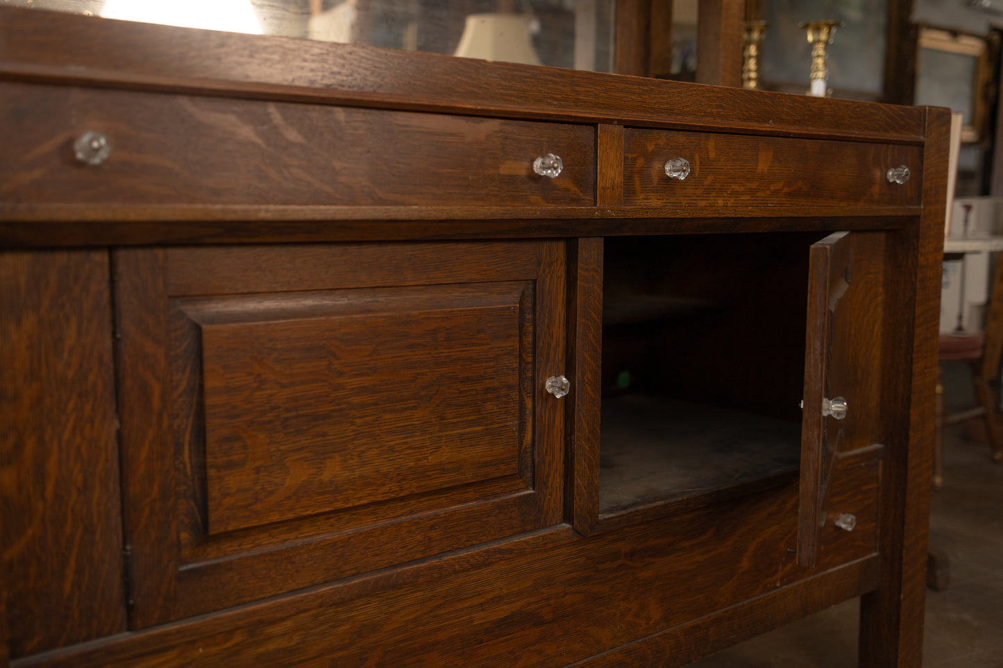 Antique Oak Sideboard with Mirror Back