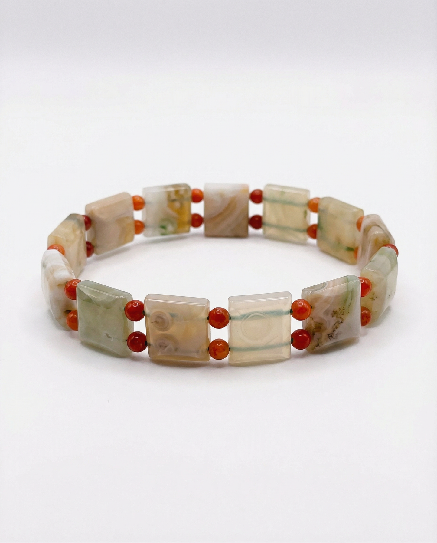 Natural Agate & Carnelian Beaded Bracelet