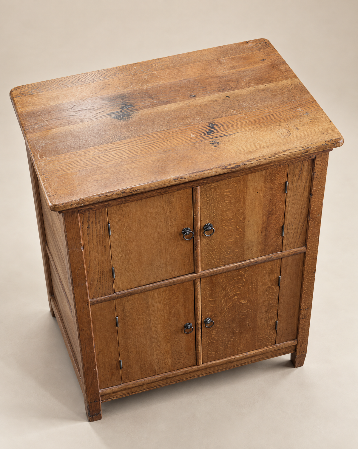 Antique Oak Four-Door Utility Cabinet