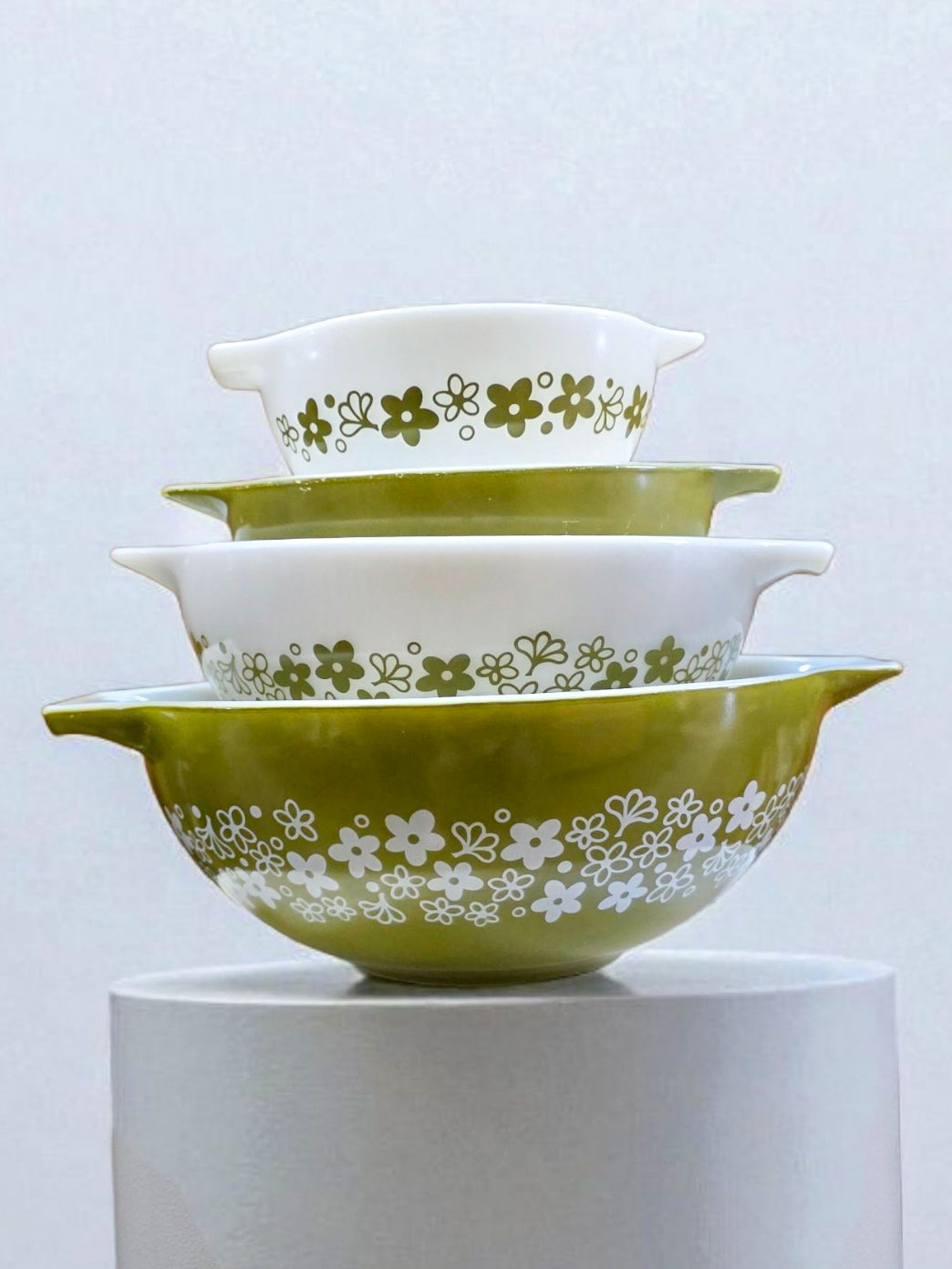 Vintage Pyrex “Spring Blossom Green” Mixing Bowls Set of 4