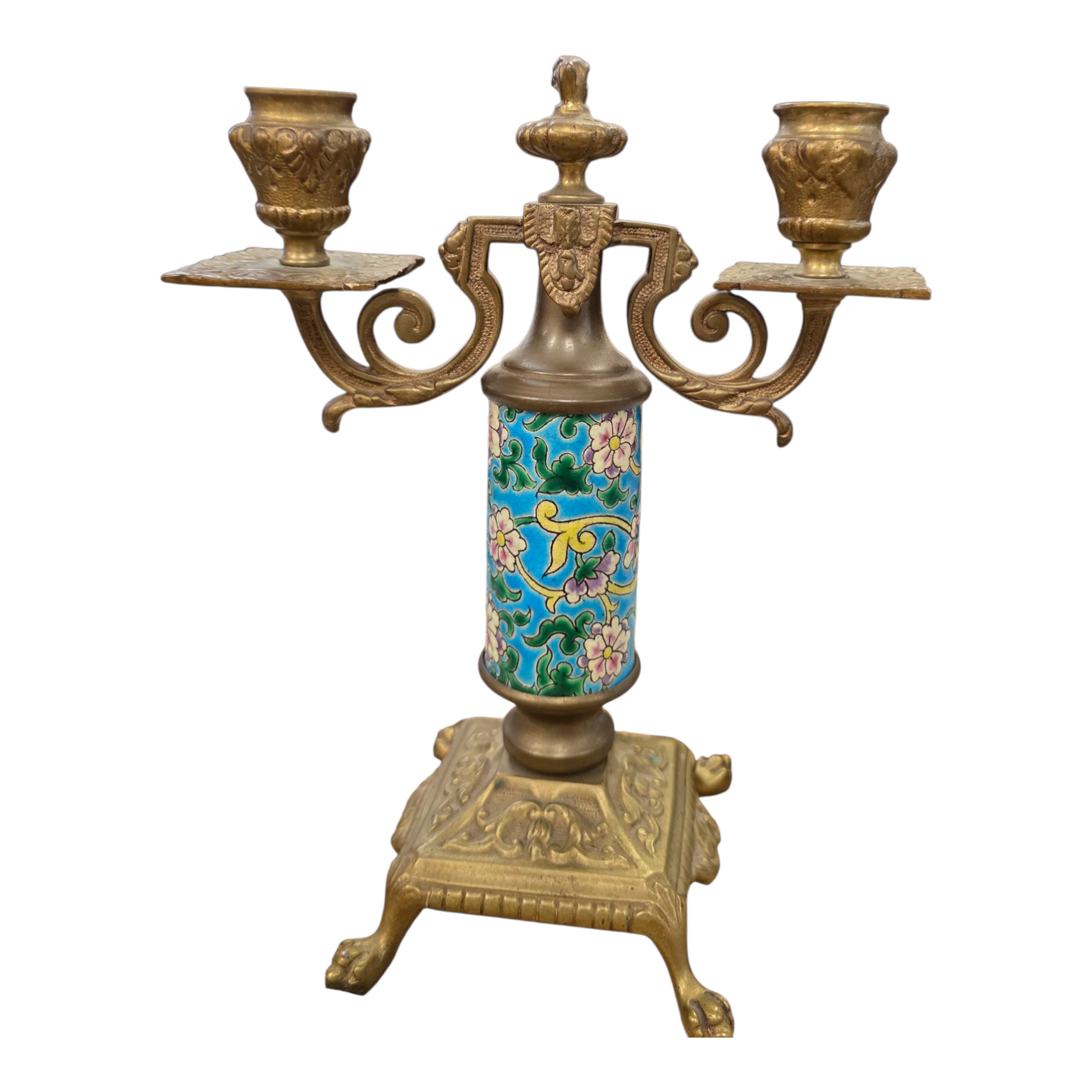 French Longwy Candelabra