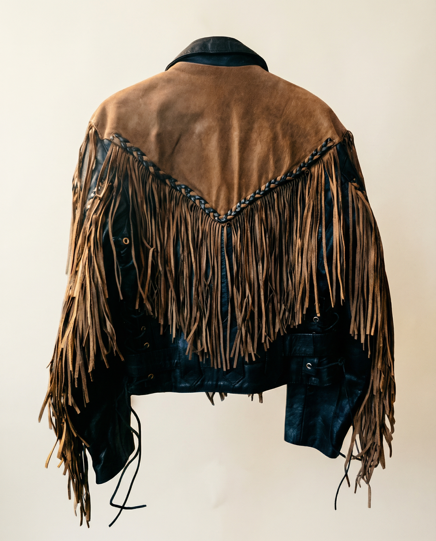 Vintage Fringe Leather Jacket – Size Medium