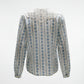 Vintage Ashley Hall Blue Floral Lace Collar Blouse - S