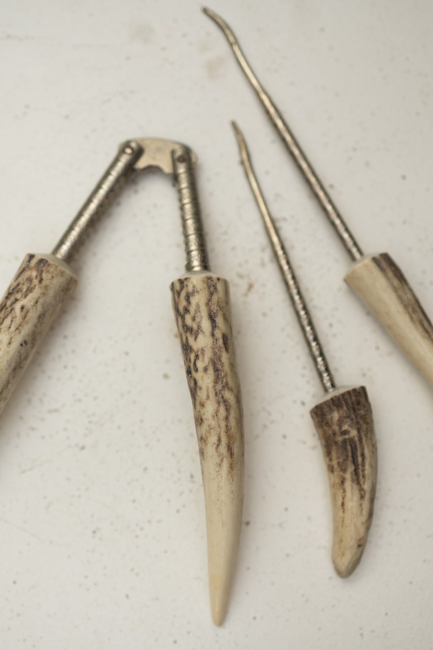 Vintage Antler-Handled Tool Set (3 Pieces)
