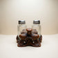 Vintage Western Saddle Salt & Pepper Shaker Set w/ Holder
